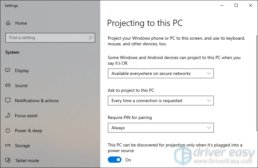 projecting to this PC